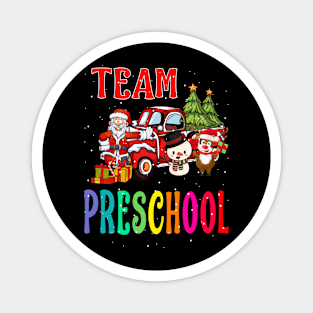 Team Preschool Santa And Reindeer Christmas Magnet